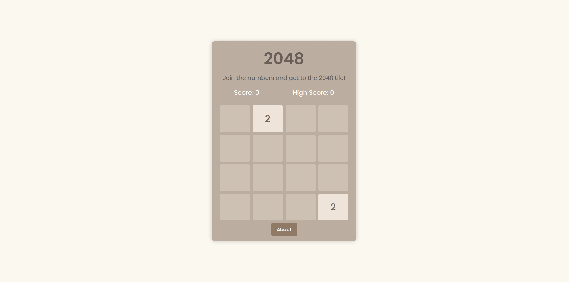 2048 game UI