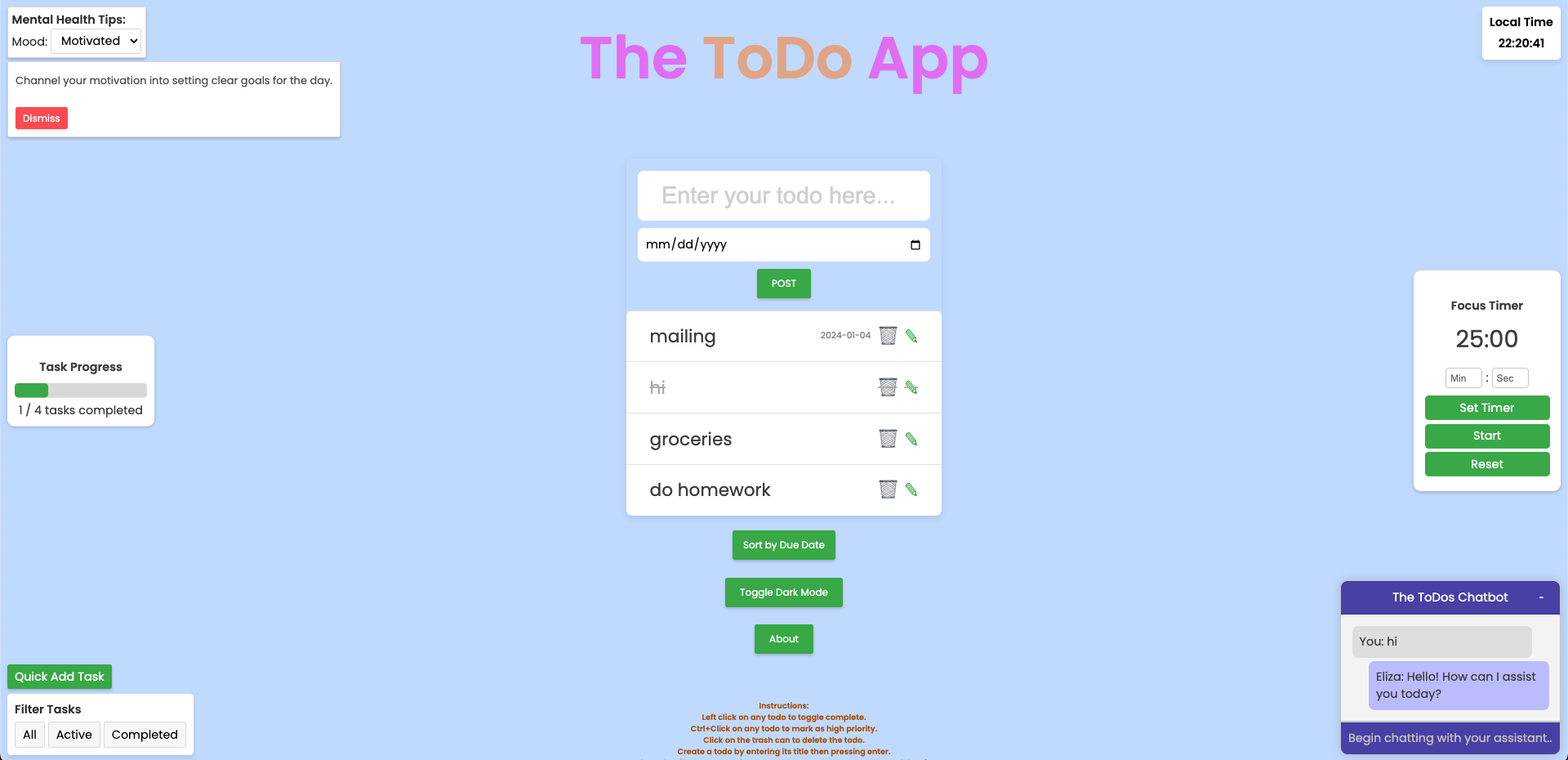 The ToDo App UI