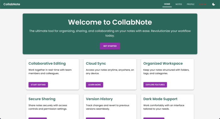 CollabNote App UI