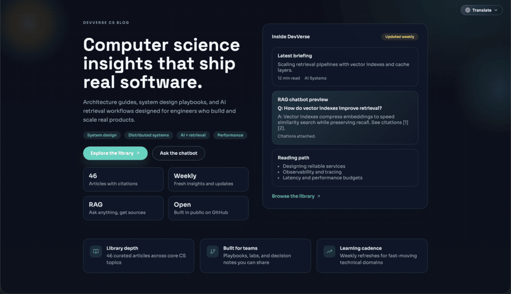 DevVerse SWE Blog UI
